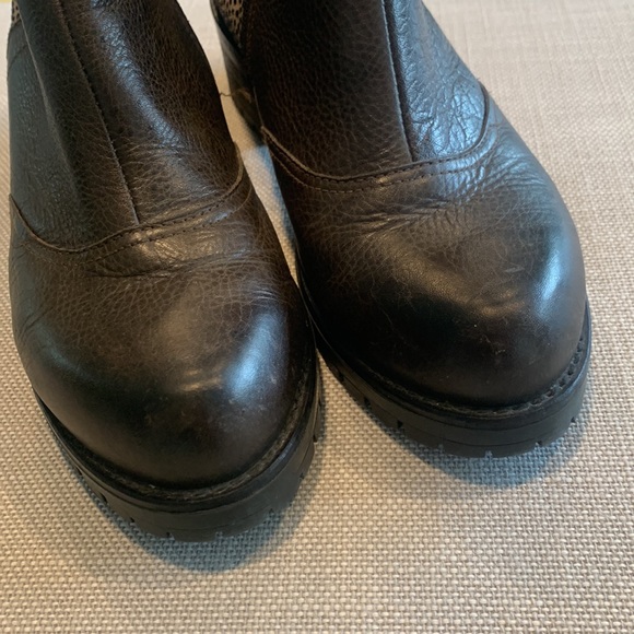 EUC Chunky Leather bootie BROWN & LEOPARD US 8 EU 39 - Picture 5 of 14